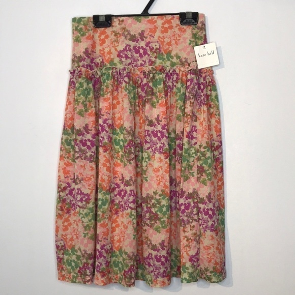 NWT Kate Hill floral tiger lily print skirt - Picture 1 of 7